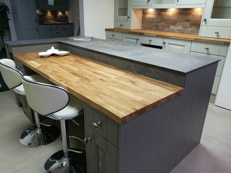 Customer Beesley and Fildes Shared Basix Solid Wood Worktop in Showroom